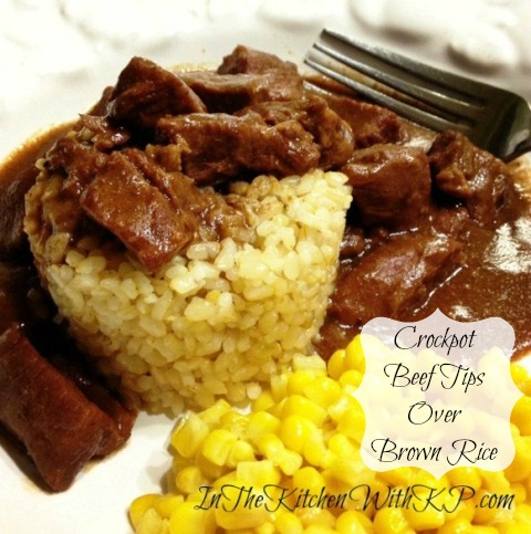 crockpot beef tips over baked brown rice
