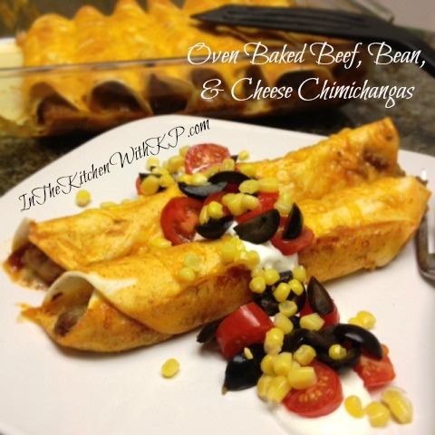 Oven Baked Beef, Bean and Cheese Chimichangas 1