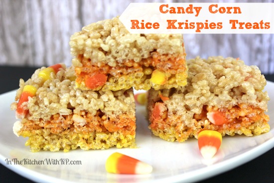 Candy Corn Rice Krispies Treats #Recipe www.InTheKitchenWithKP 4