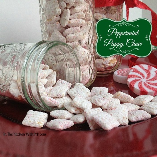 Peppermint Puppy Chow Snack Mix #recipe www.InTheKitchenWithKP 2