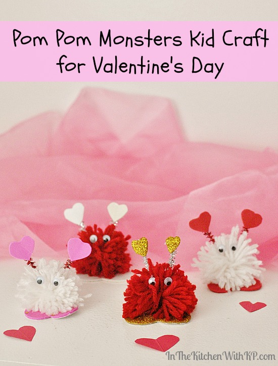 Pom Pom Monsters Kid Craft for Valentine's Day #craft www.InTheKitchenWithKP 9