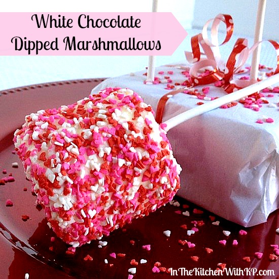 White Chocolate Dipped Marshmallows for a Valentine's Sweet Treat #recipe www.InTheKitchenWithKP 1
