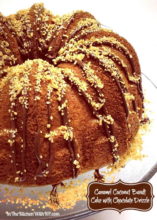 Caramel Coconut Bundt Cake with Chocolate Drizzle #recipe www.InTheKitchenWithKP 1