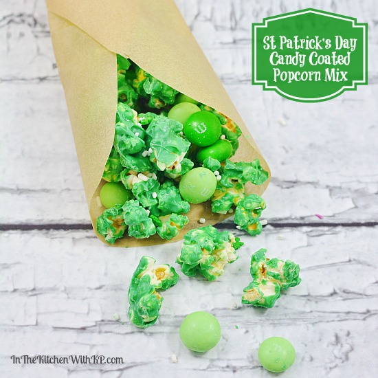 St Patrick's Day Candy Coated Popcorn Mix #recipe www.InTheKitchenWithKP 2