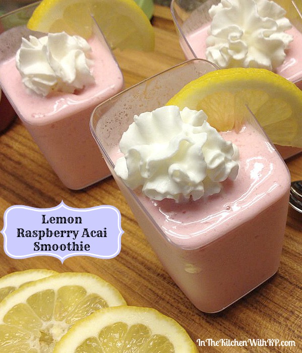 Lemon Raspberry Acai Smoothie #recipe www.InTheKitchenWithKP 1