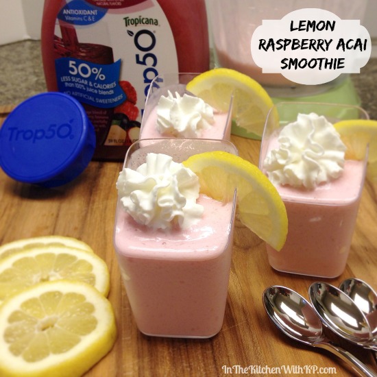 Lemon Raspberry Acai Smoothie #recipe www.InTheKitchenWithKP 2