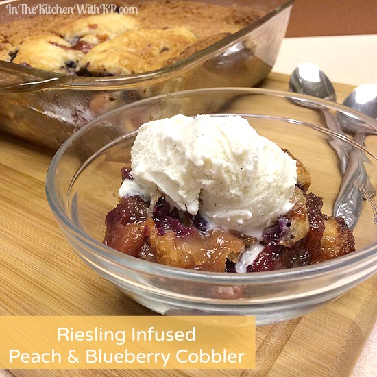 Riesling Infused Peach and Blueberry Cobbler www.InTheKitchenWithKP #recipe #SundaySupper 5
